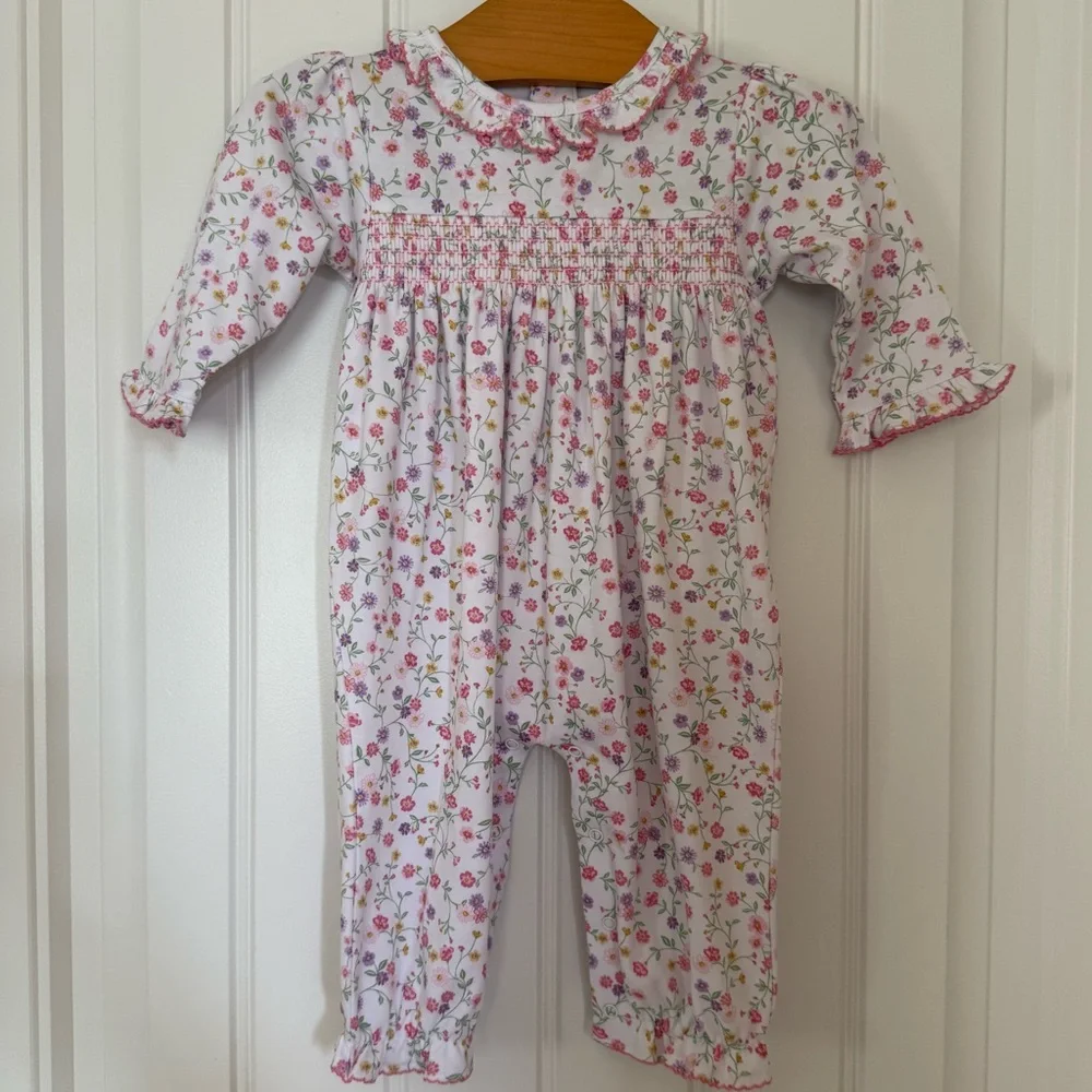 🌸 NWT Kissy Kissy Baby Girl “Autumn Gardens” Smocked Playsuit